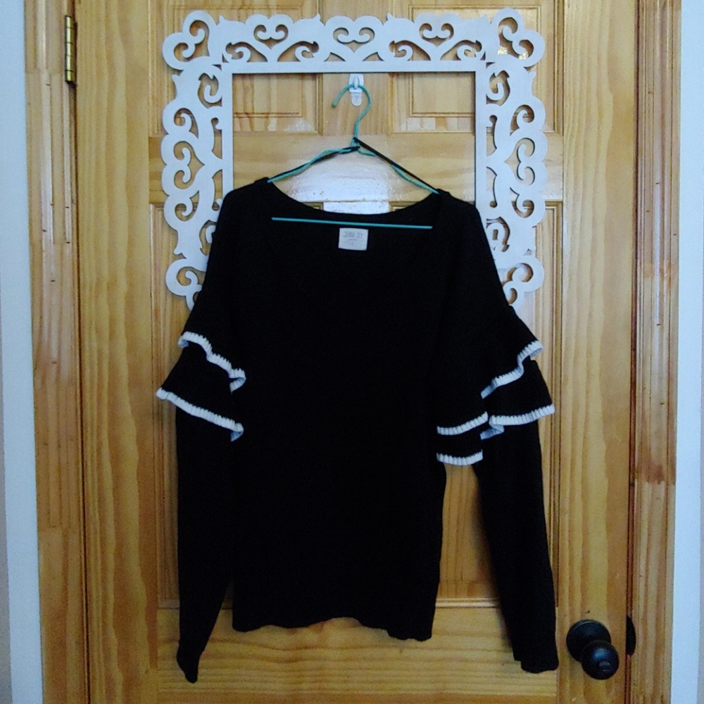 Pull Over Sweater with Ruffle Detail on Sleeve